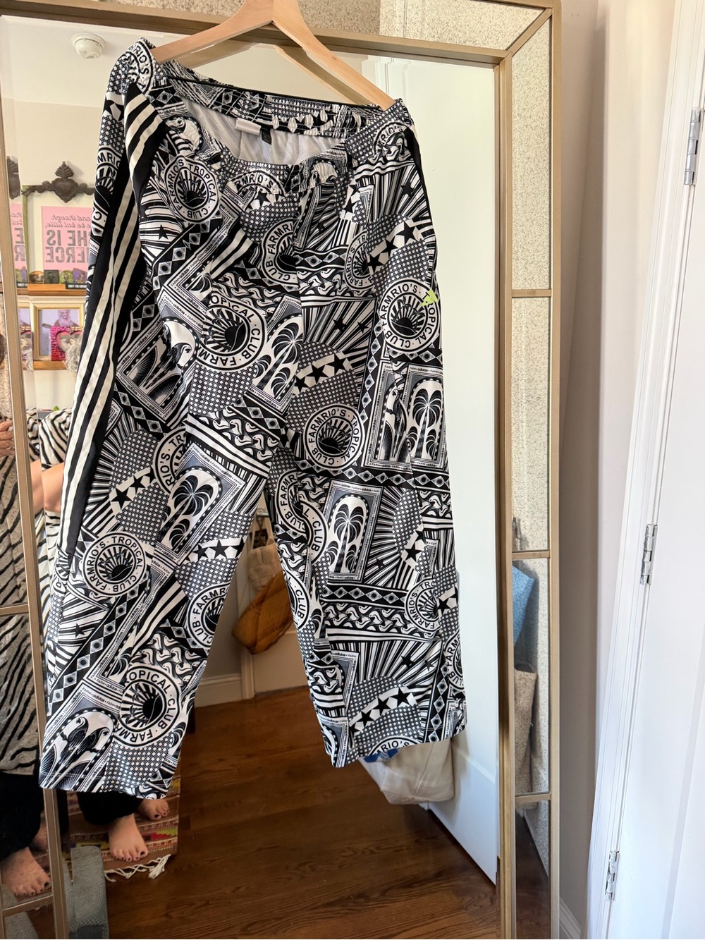FARM Rio Black & White Graphic Wide-Leg Pants